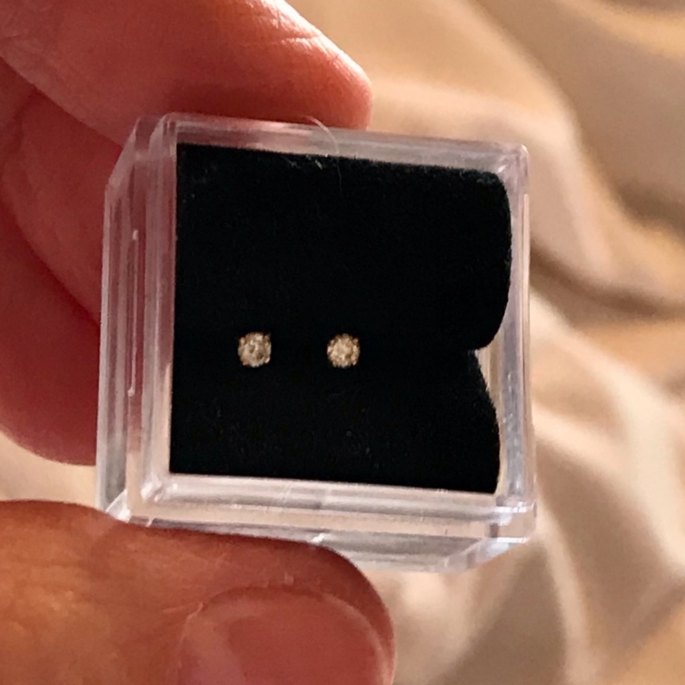2mm Natural Diamond Stud Earrings in 14K Yellow Gold with 6.5mm posts.